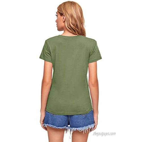 Romwe Women's Summer Short Sleeve Casual Tee T-Shirt Top