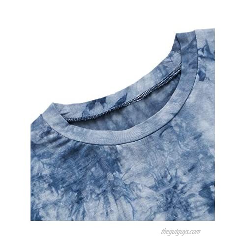 SweatyRocks Women's Casual Tie Dye Short Sleeve Round Neck Crop Top T Shirts