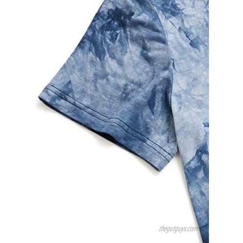 SweatyRocks Women's Casual Tie Dye Short Sleeve Round Neck Crop Top T Shirts