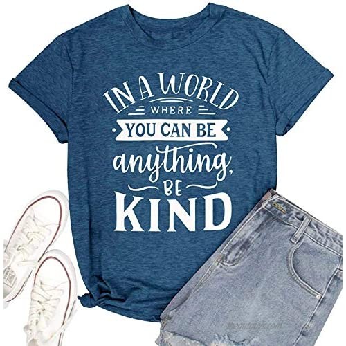 Womens Be Kind T Shirt Kindness Shirts Inspirational Graphic Short Sleeve Tee Tops Teacher Fall Shirt Funny Saying