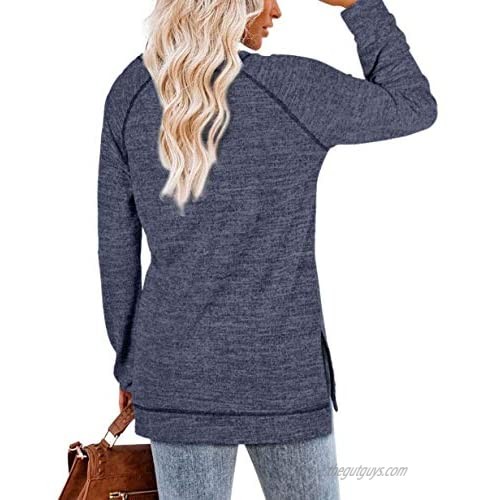 ANFTFH Womens Casual Color Block Long Sleeve T Shirts Tops