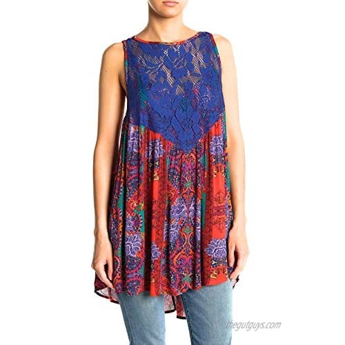 Free People NWT Count Me in Trapeze Tunic Top-Large L Hot Red Combo (Women’s 12-14)