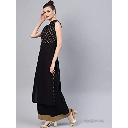 Hiral Designer Mall Indian Rayon Cotton Kurti with Palazzo Pants for Women Dresses Kurta Set Ready to Wear