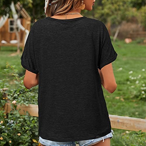 Koncle Casual Twist Knot Tunics Tops for Women Comfy Short Sleeve V Neck T Shirts womens summer tops loose fit