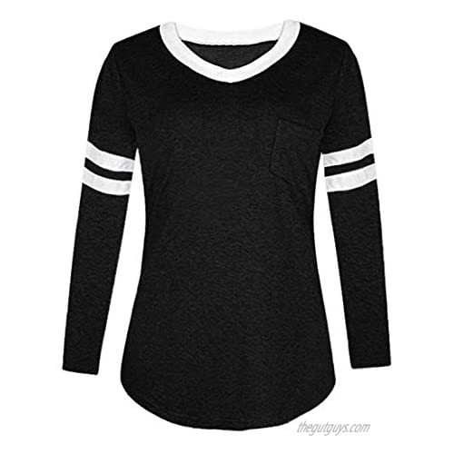 MISSLOOK Women's Color Block Shirts Baseball Tees Short Sleeve Striped Tunics Blouses Tops