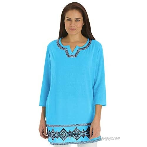 Woman Within Women's Plus Size Embroidered Gauze Tunic