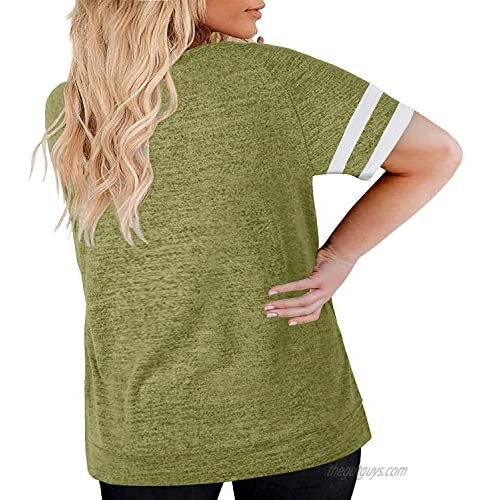 Womens Plus Size Tunic Tops Short Sleeve Oversized T Shirts Loose Casual Tee Blouses