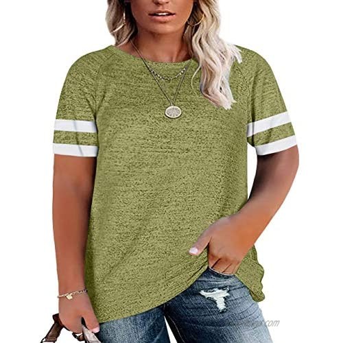 Womens Plus Size Tunic Tops Short Sleeve Oversized T Shirts Loose Casual Tee Blouses