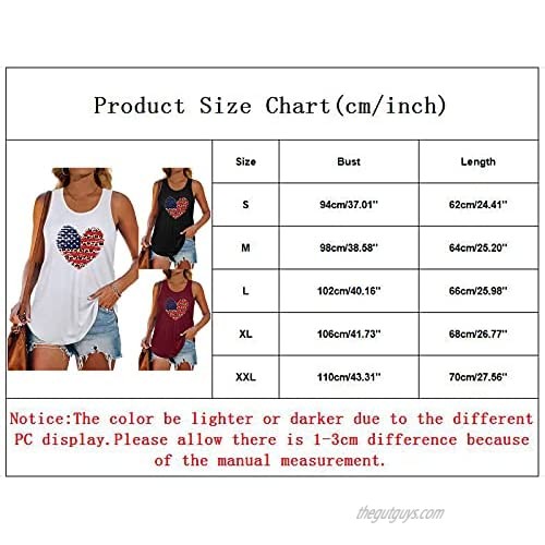 4th of July Tank Tops Women Sleeveless American Flag T-Shirts Tees Vest Blouse