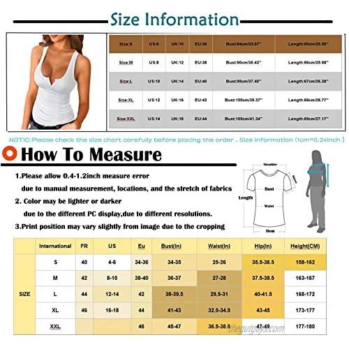Aukbays Sexy Summer Tank Tops for Women Low Cut V Neck Solid Color Sleeveless Basic Slim Fit Camisole Shirt Crop Tops