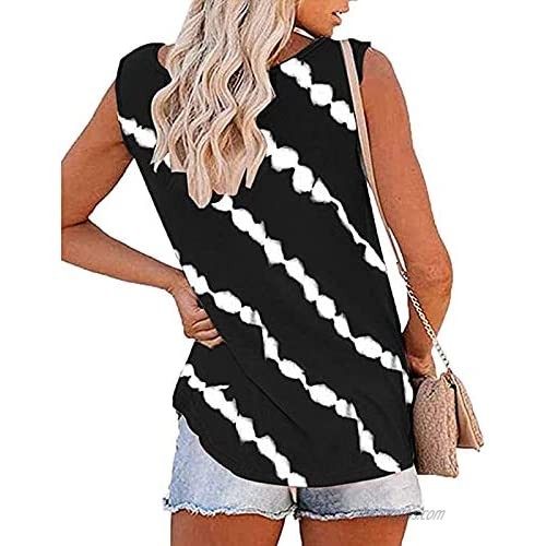 Aukbays Womens Tie Dye Tank Tops Sleeveless Scoop Neck Henley Shirt Summer Casual Workout Graphic Tees Camisole Crop Top
