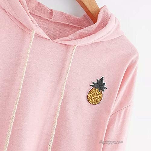 FACAIAFALO Women Cute Crop Top Teen Girls Cropped Hoodie Pineapple Print Sweater Jacket Sweatshirt Jumper Pullover Tops