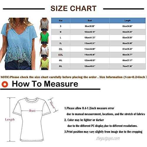 Graphic Tees for Women Trendy Vintage Plus Size Floral Print Tees Shirt Casual Comfy Blouses Tops