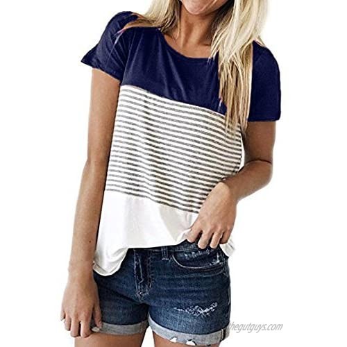 Limsea Sale! Women And Long Sleeve Triple Color Block Stripe T-Shirt Blouse