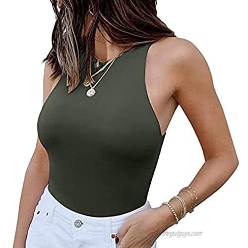Summer Tank Tops for Women Casual Sexy Slim Crop Tops Sleeveless Solid Color Tshirt Loose Gym Workout Basic Vest