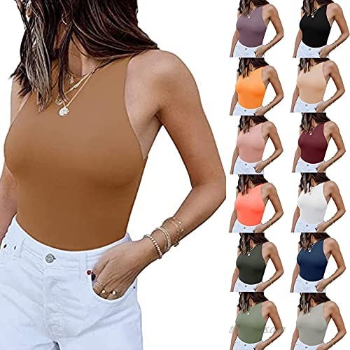 Summer Tank Tops for Women  Casual Sexy Slim Crop Tops Sleeveless Solid Color Tshirt Loose Gym Workout Basic Vest
