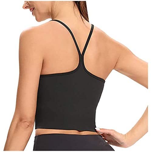 VJGOAL Solid Color U-Neck Sports Bra for Women Wirefree Bra Workout Crop Basic Primer Tops Yoga Bra Tank