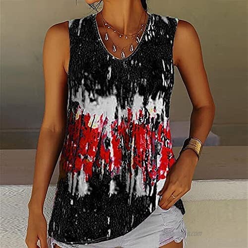Women Lady Fashion Sleeveless O-Neck Printing Blouse Tops T-Shirts Tunics Tee