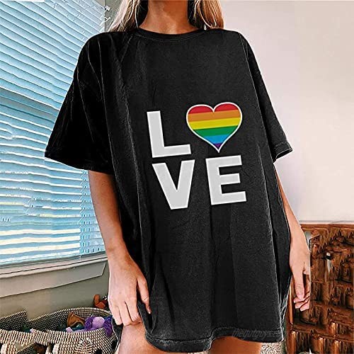 Women's Love Tshirt Summer Vintage Drop Sleeves Funny Graphics Print Short Sleeve Tops Blouse Teens Tee