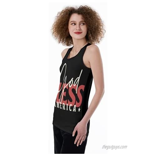 Women's Sleeveless Tank Top Fashion Open back and see through design July 4th USA Flag Tank Top