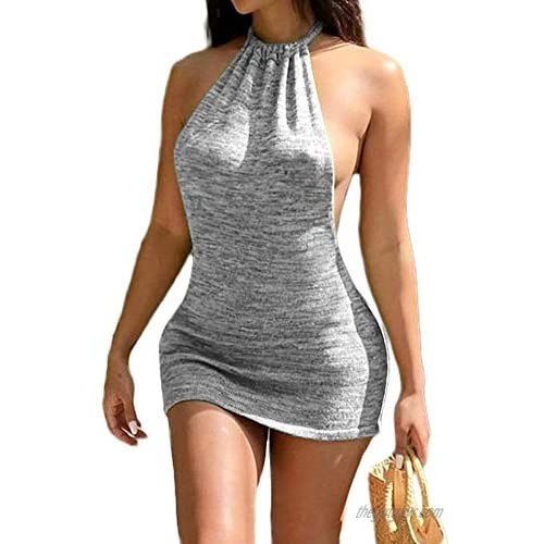 KEYUFANG Womens Sexy Summer Dress Bodycon Sleeveless Backless Bandage Party Club Mini Cocktail Dress