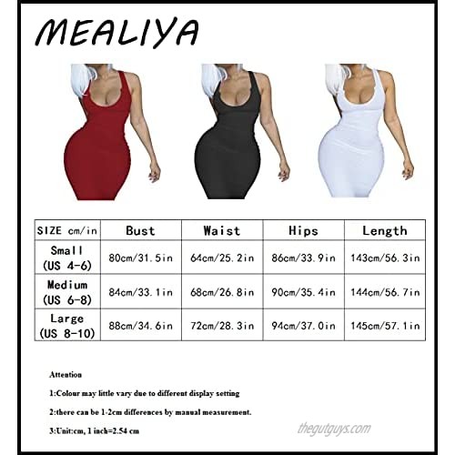 MEALIYA Women Sexy Dresses Sleeveless Bodycon Deep V Neck Slim Club Party Maxi Dress