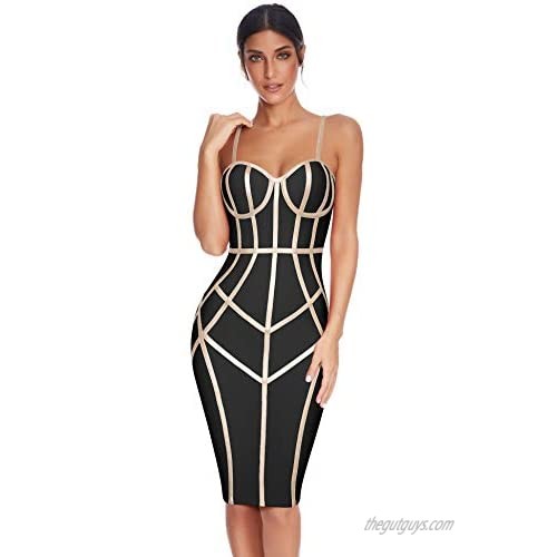 meilun Womens Spaghetti Strap Bandage Celebrity Party Club Dresses