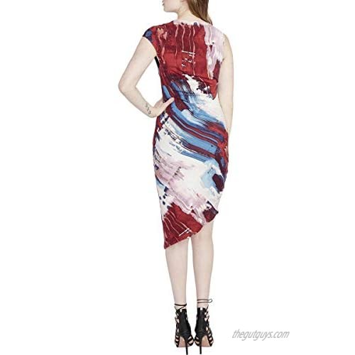 Rachel Roy Womens Abstract-Print Asymmetrical Dress Red Small